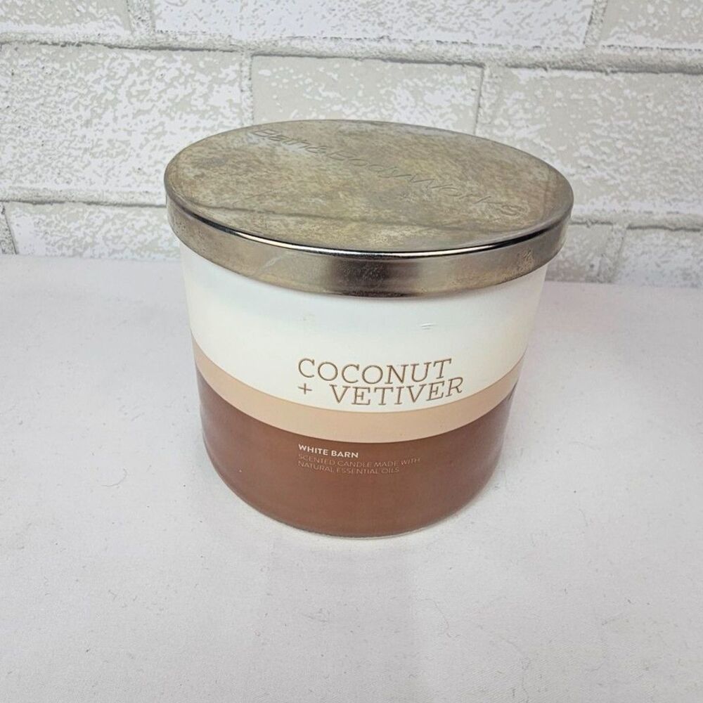 Bath & Body Works White Barn Coconut Vetiver 3 Wick Candle 14.5 oz NewB - Picture 3 of 6